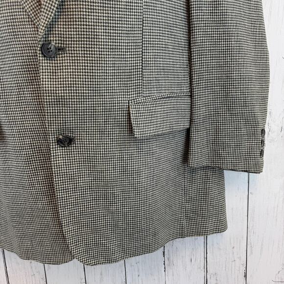 VTG Brooks Brothers Black White Houndstooth 2-Button Sport Coat Blazer Size 41L - Picture 4 of 16